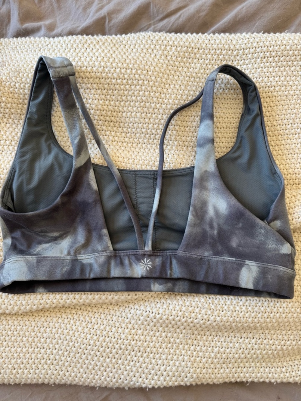 Athleta Gray Tie-Dye Strappy Back Sports Bra